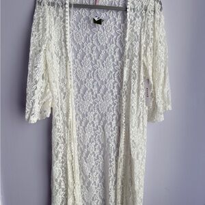 Elegant Lace Open-Front Jacket - Cream
